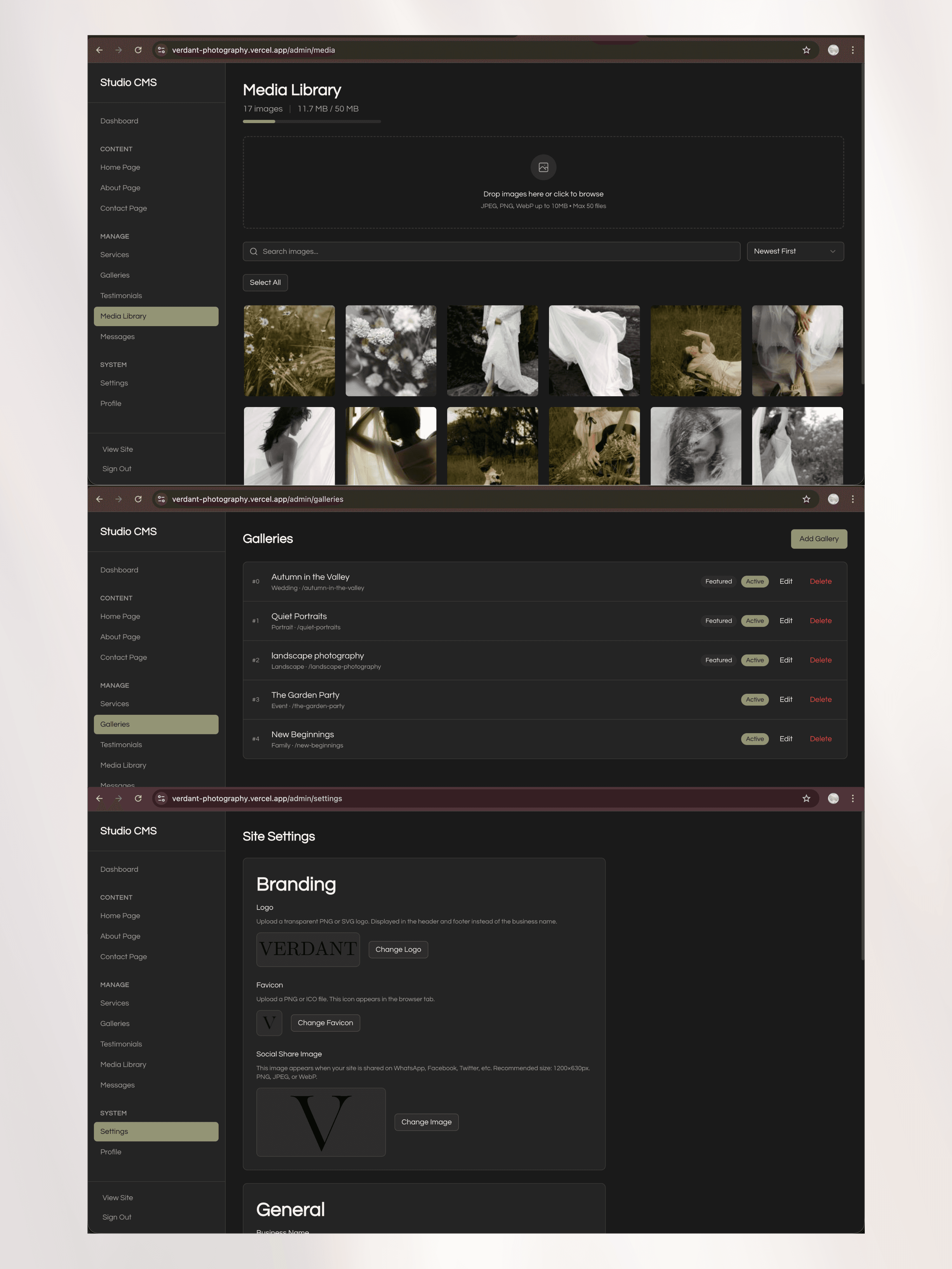 CMS dashboard